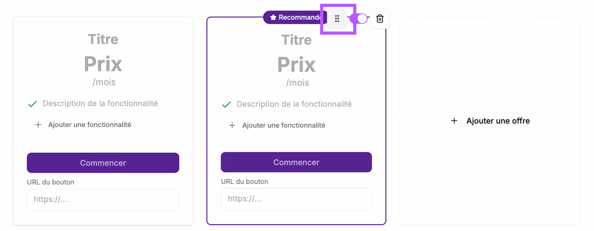 change the display order of the cards