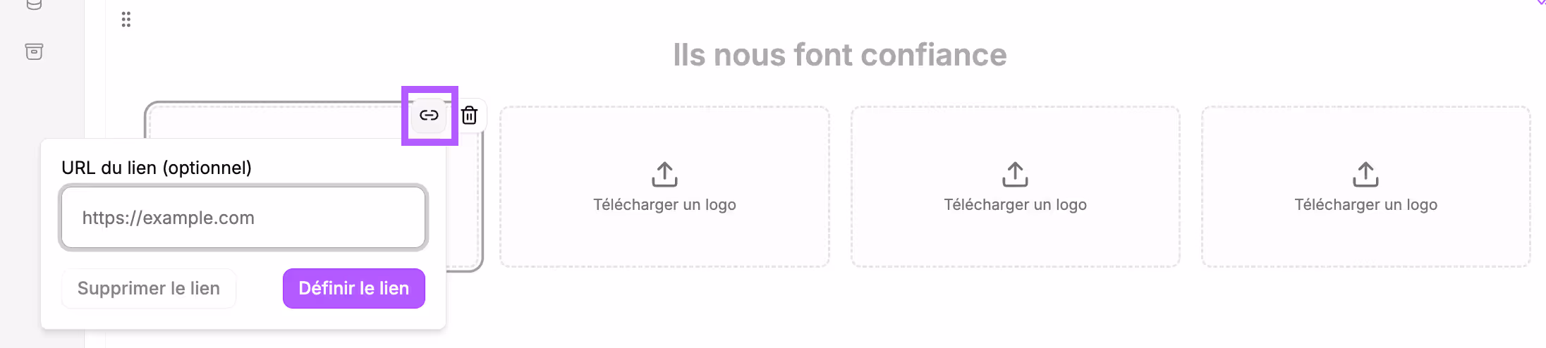 For each logo, you have the option to add links