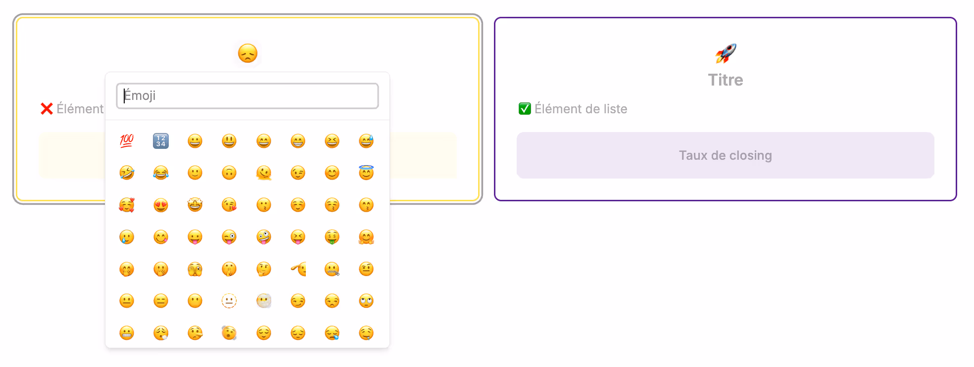 change the emojis by clicking on them