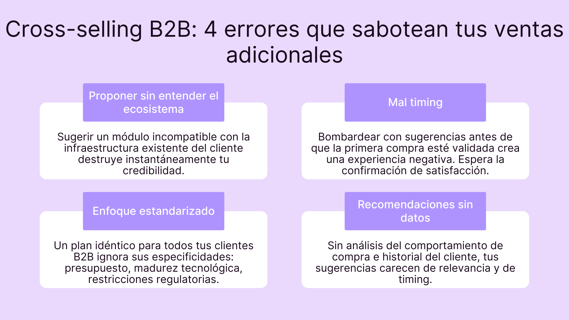 Cross-selling B2B: 4 errores que sabotean tus ventas adicionales