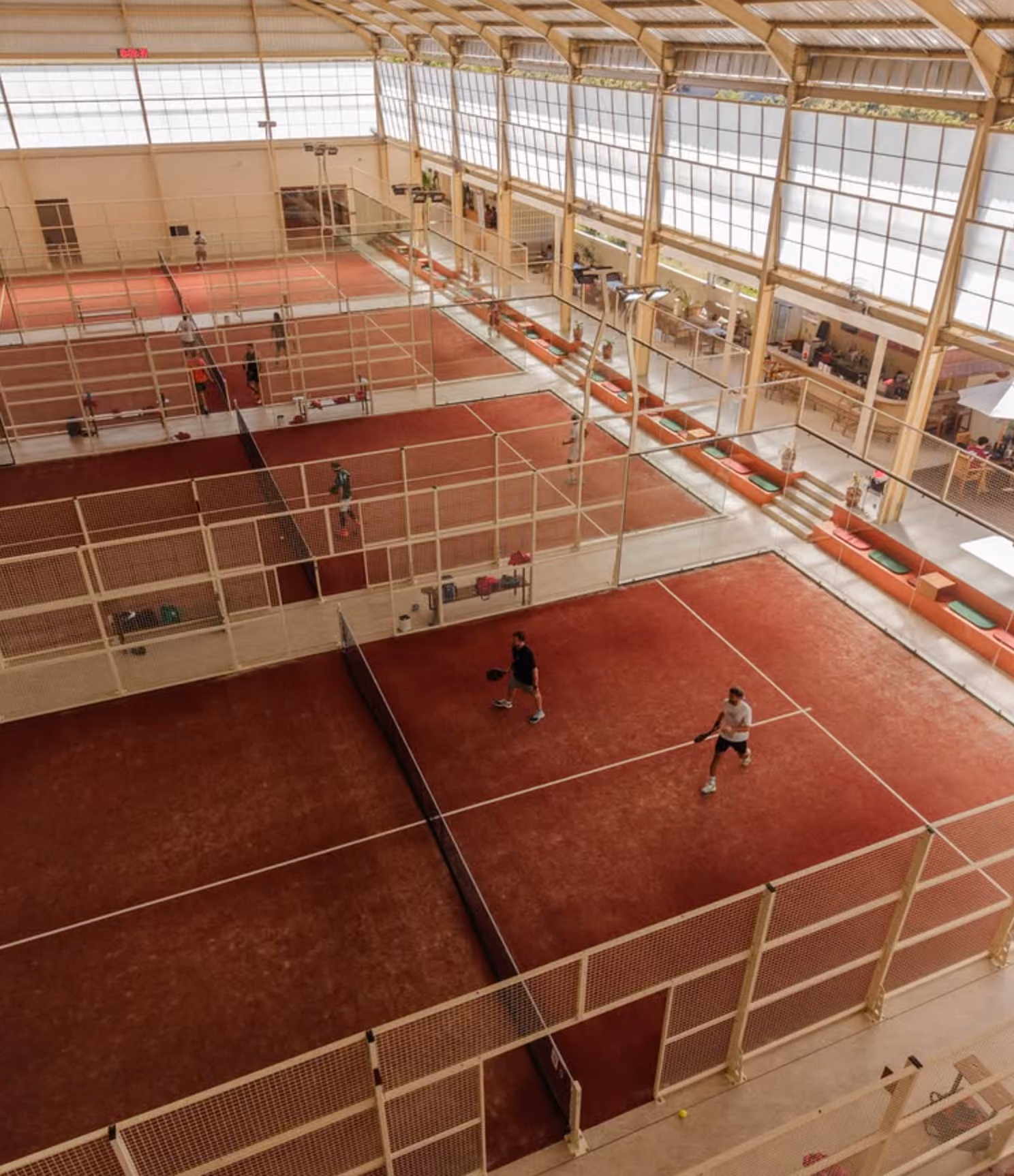Players on the panoramic padel courts