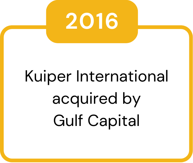 2016 – Kuiper International acquired by Gulf Capital.