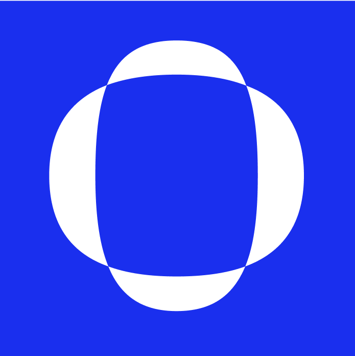 Abstraktes blaues Logo mit rundem O-Design“