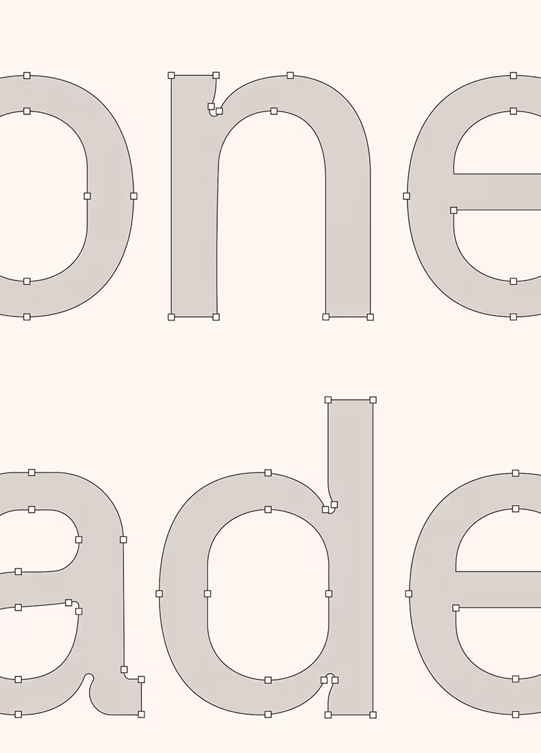 Vector outline of the Onemade logotype showing letterform anchor points