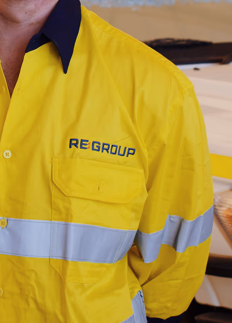 High-vis yellow work shirt with REGROUP logo embroidery.