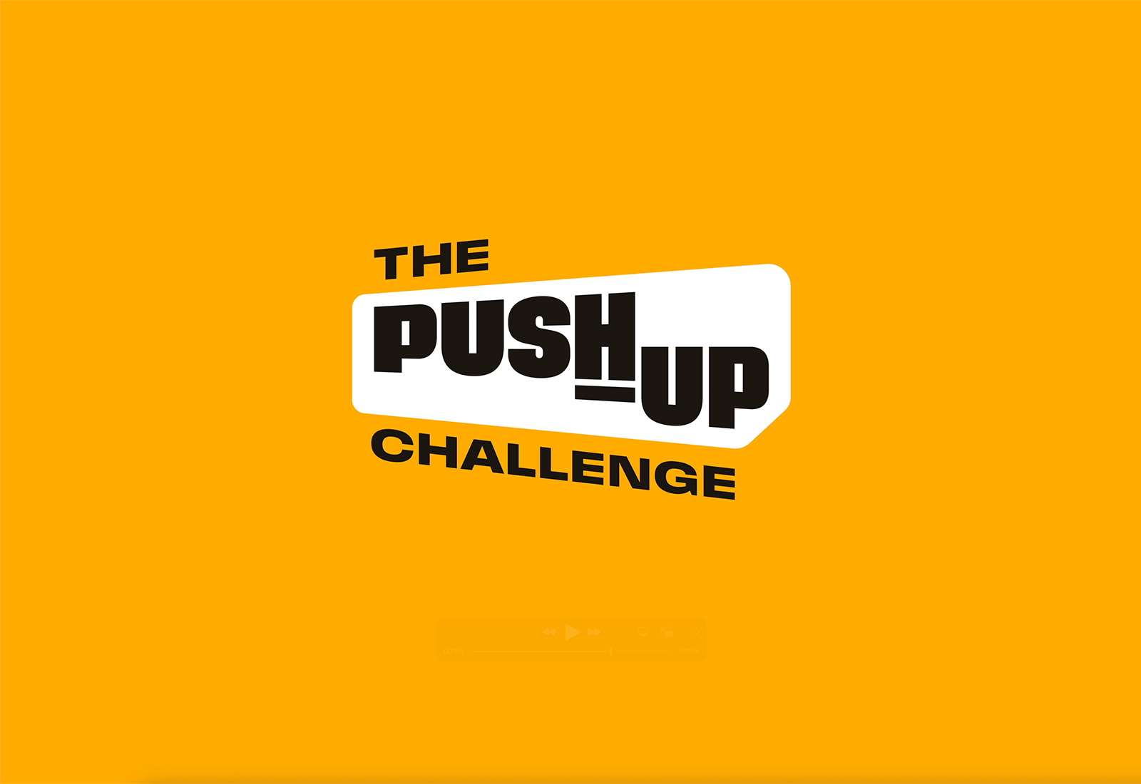The Push-Up Challenge logo in bold black typography with 'PUSH UP' in a white rounded rectangle, set on a bright golden yellow background.