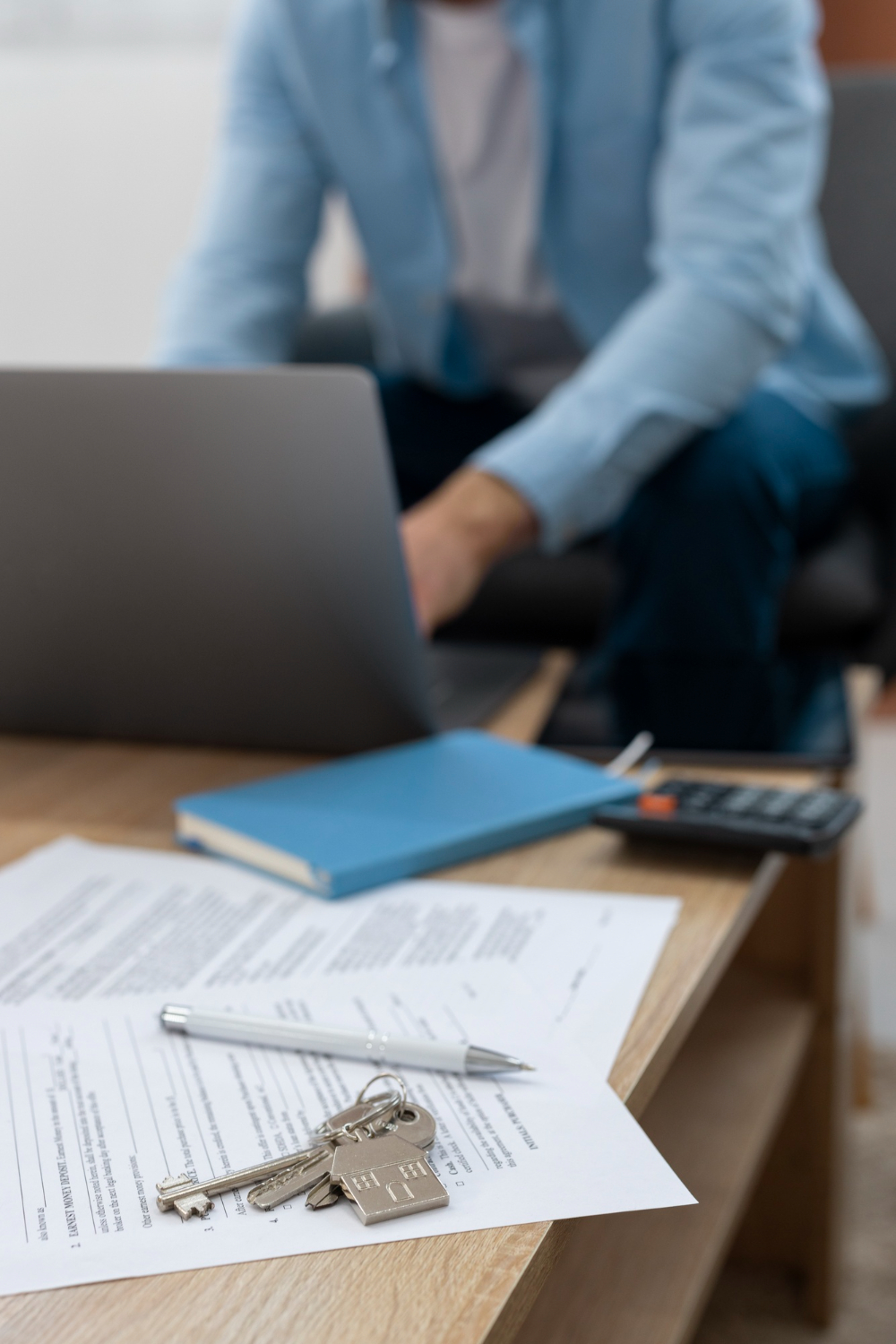 Arbeiten mit Laptop und Geschäftsunterlagen