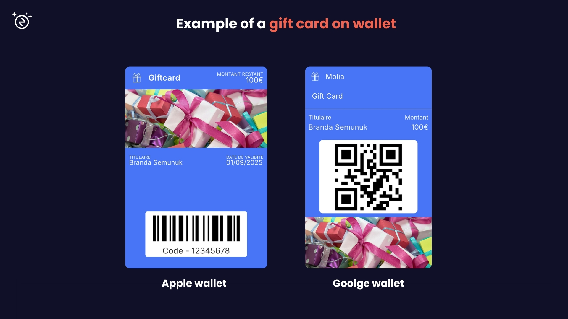 Digital gift card displayed in a mobile wallet