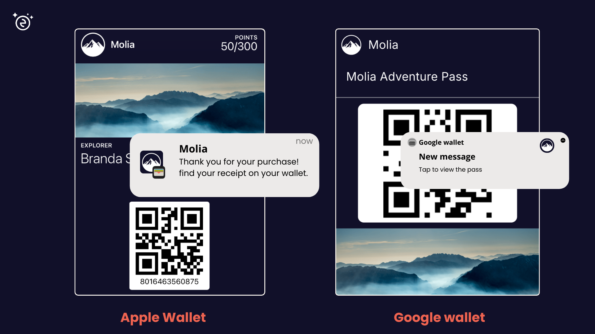 Comparison of push notifications in Apple Wallet and Google Wallet