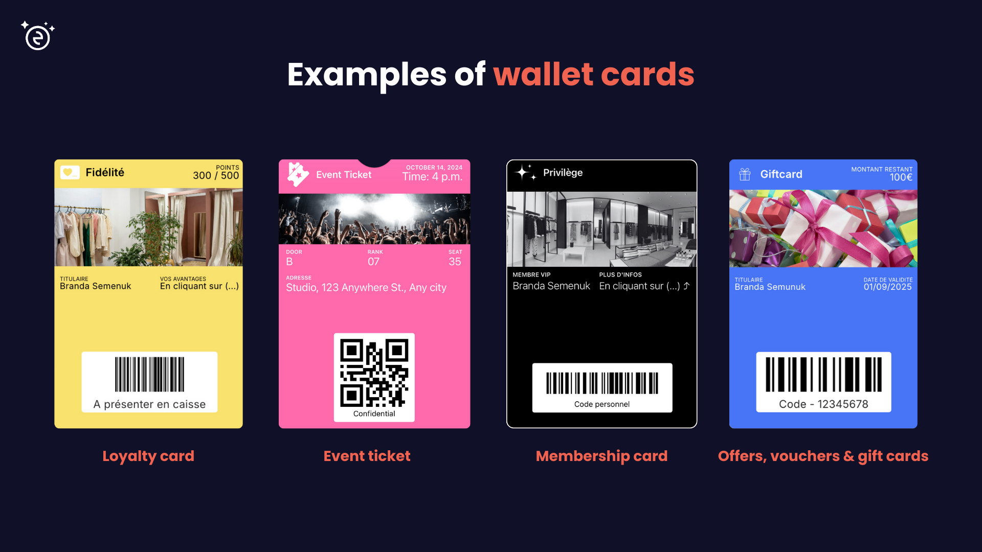 Loyalty cards and tickets stored in Apple Wallet