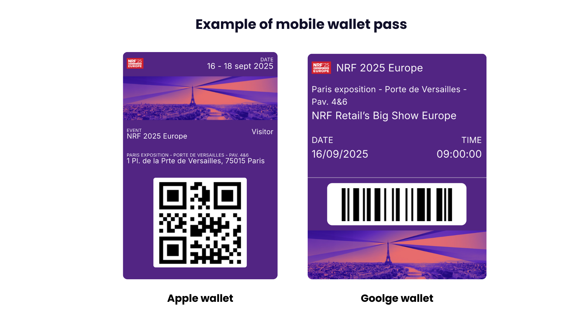 Visitor pass with QR code displayed in a mobile wallet