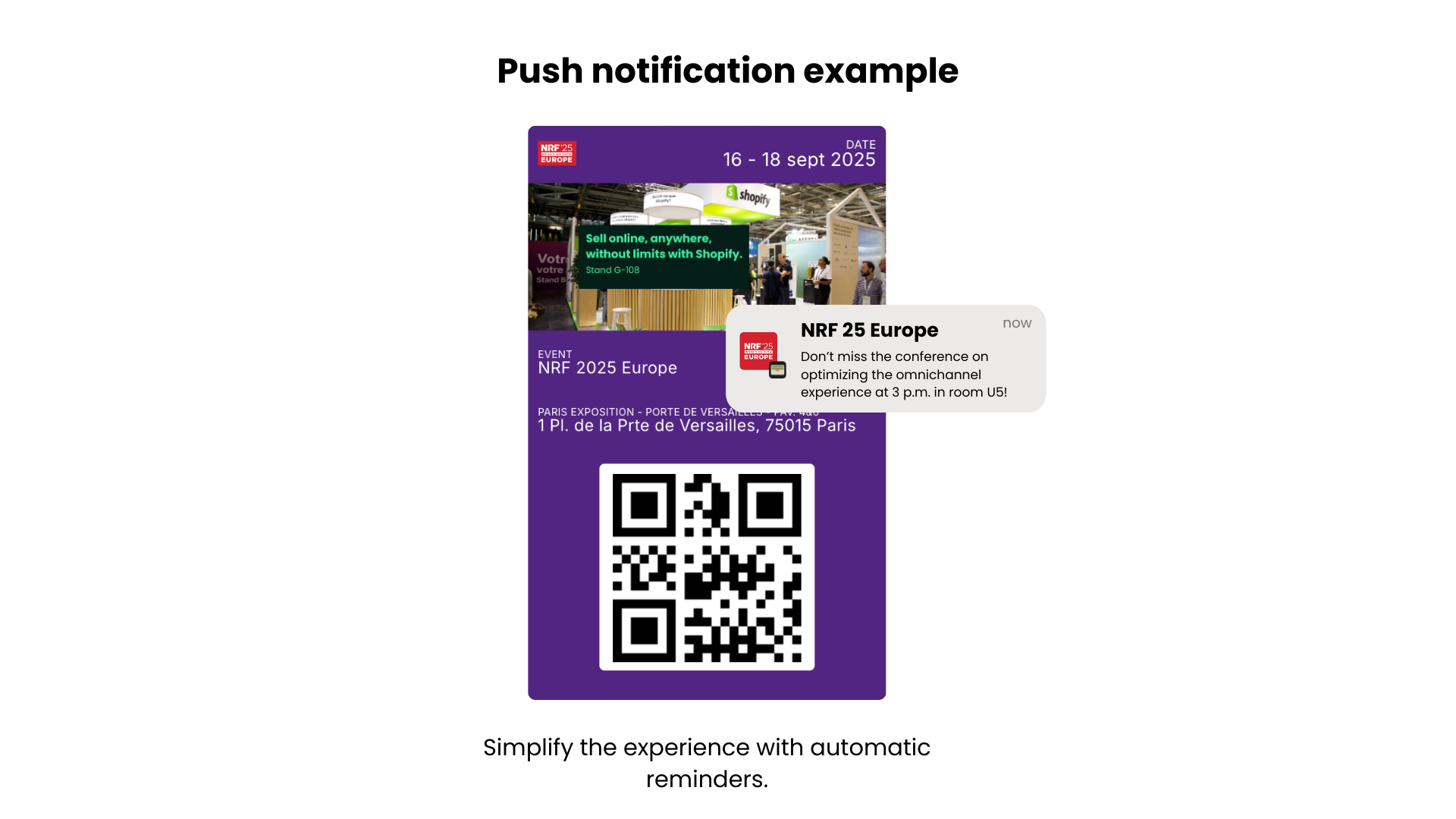 Push notification reminding an attendee to open their event pass