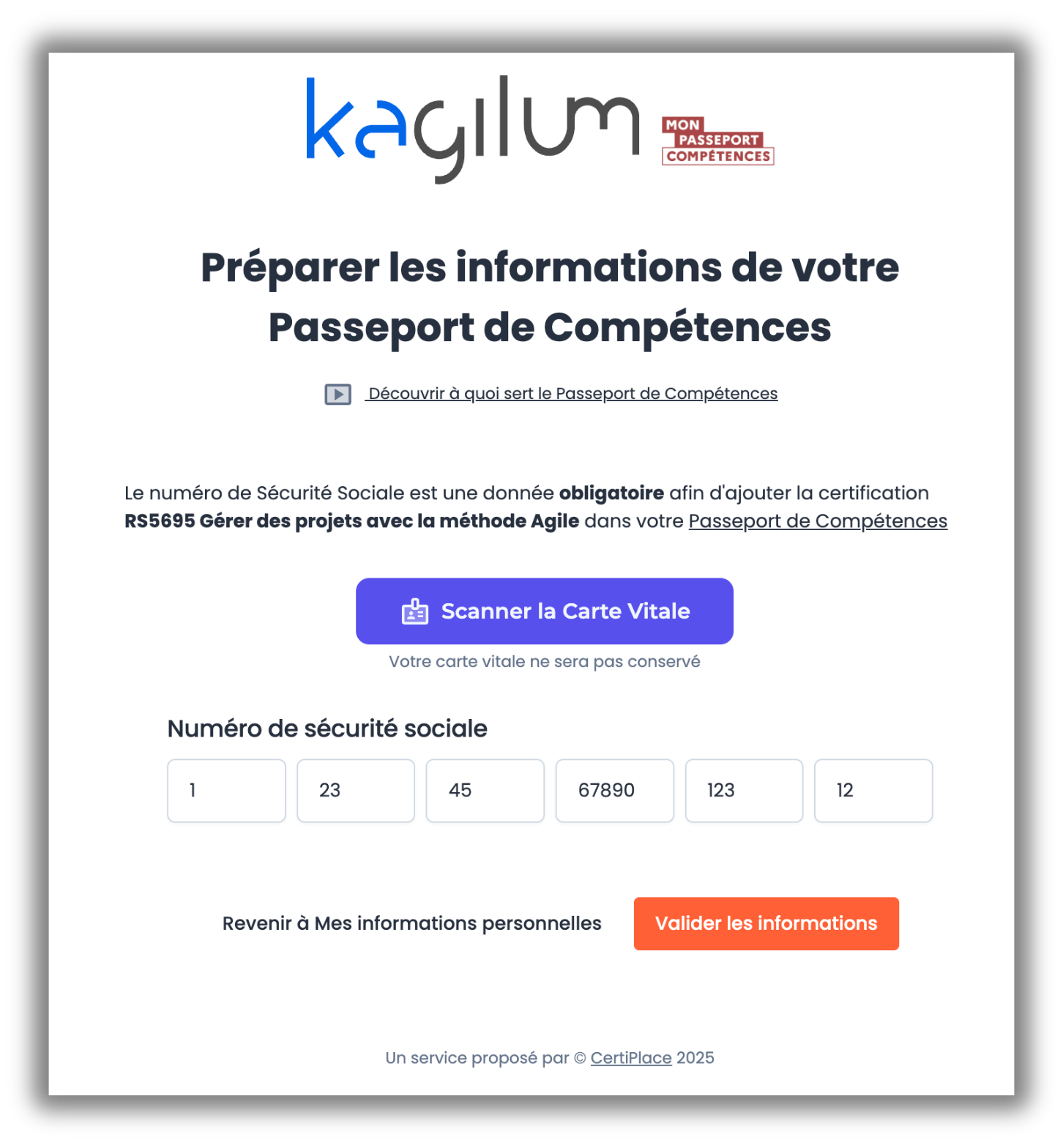 Accrochage NIR : transmission du numéro de sécurité sociale au SI-CPF via CertiPlace