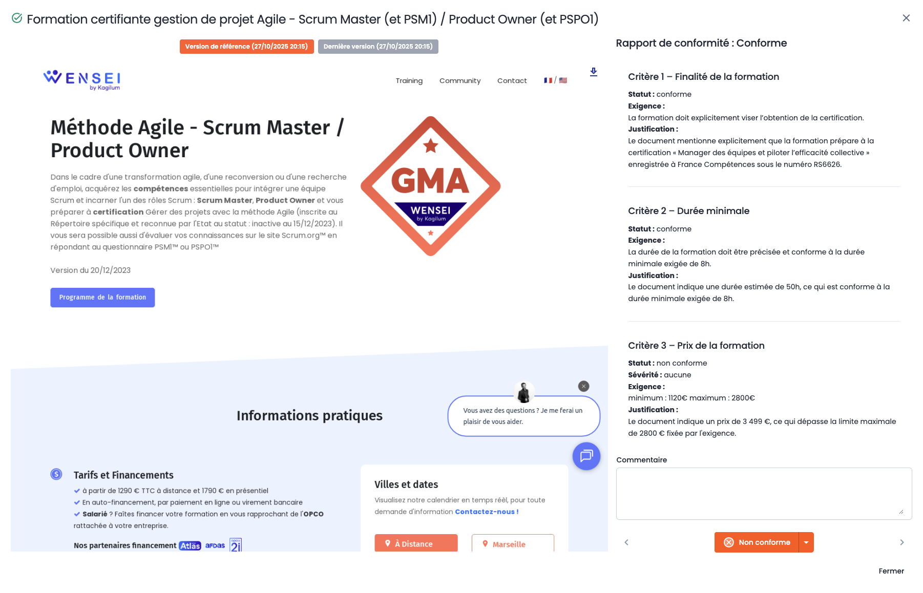 Rapport conformité - CertiPlace
