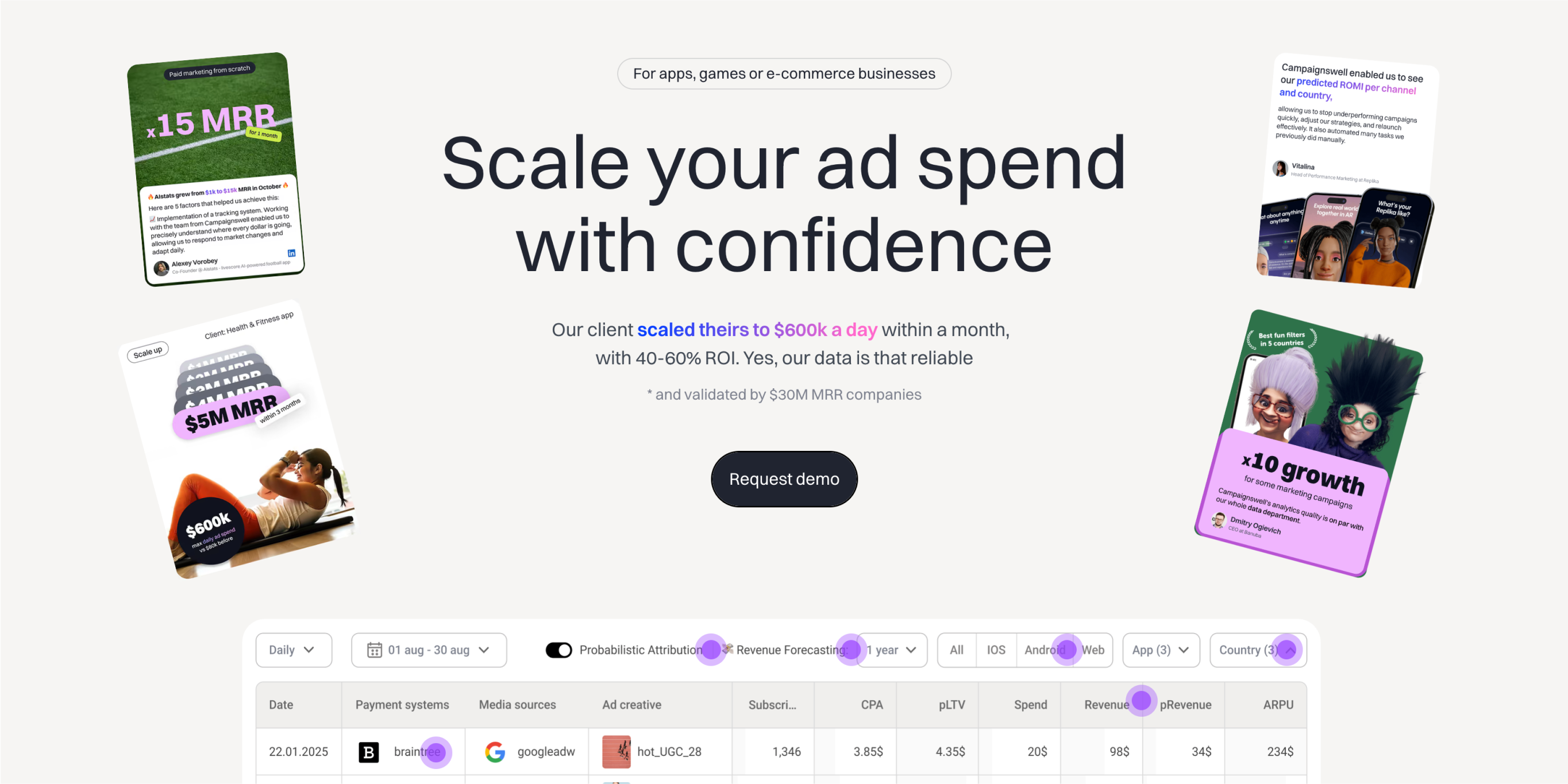 Campaingswell website development screenshot