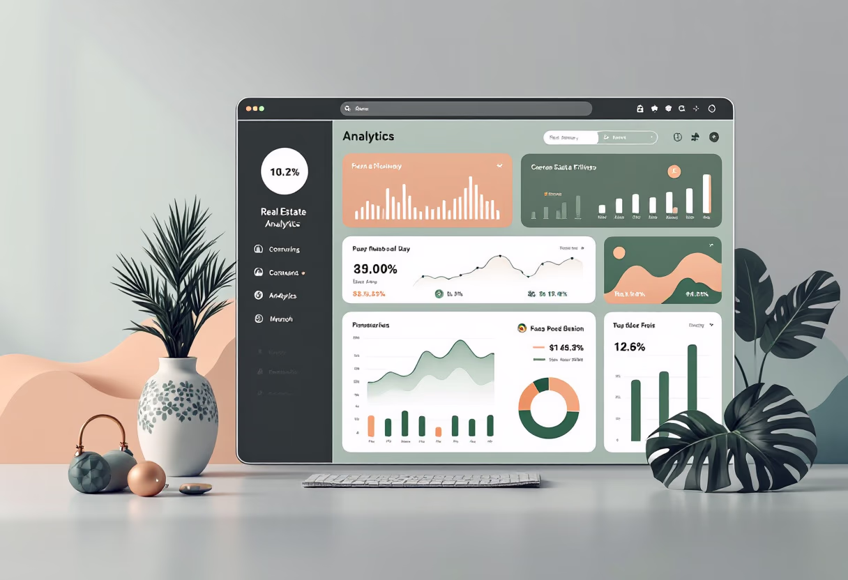 image of analytics dashboard (for a real estate tech) as a standalone design