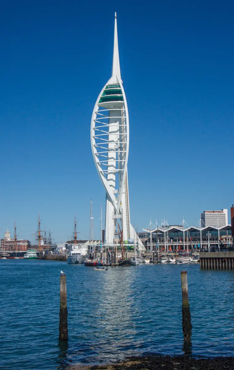 View across the Portsmouth dock yard towards Spinnaker Tower