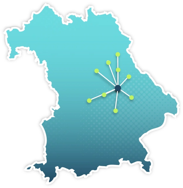Bayernkarte: Liefergebiet von Fruchthof Regensburg 