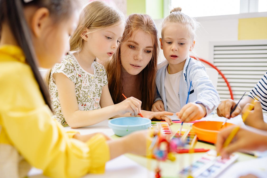 Free Children Painting With Water Color Stock Photo