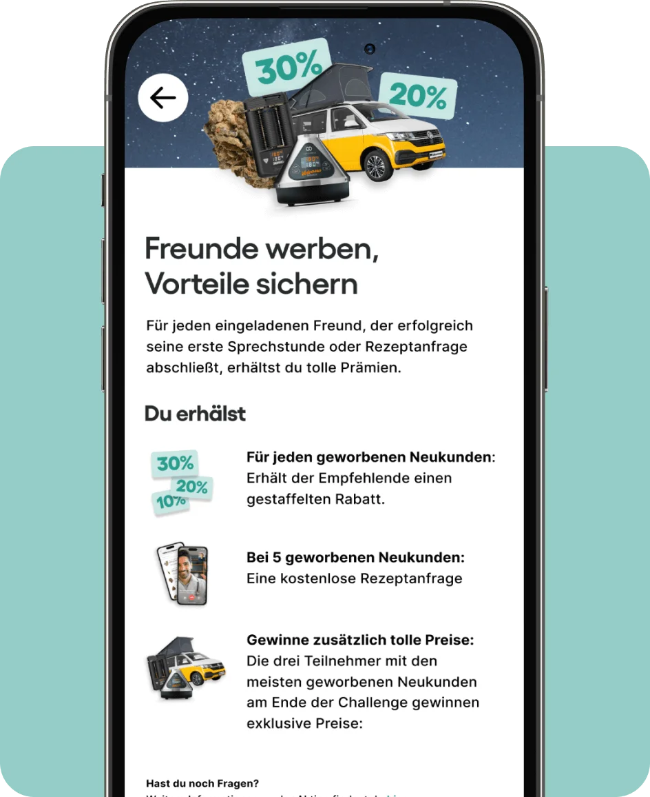 Erklärungsseite in der App der "Freunde werben" Aktion
