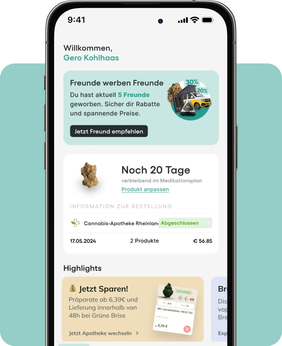 Screenshot der Bloomwell App mit der aktuellen Medikamentenübersicht.