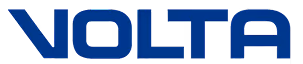 Logo bleu avec le mot VOLTA en lettres majuscules stylisées.