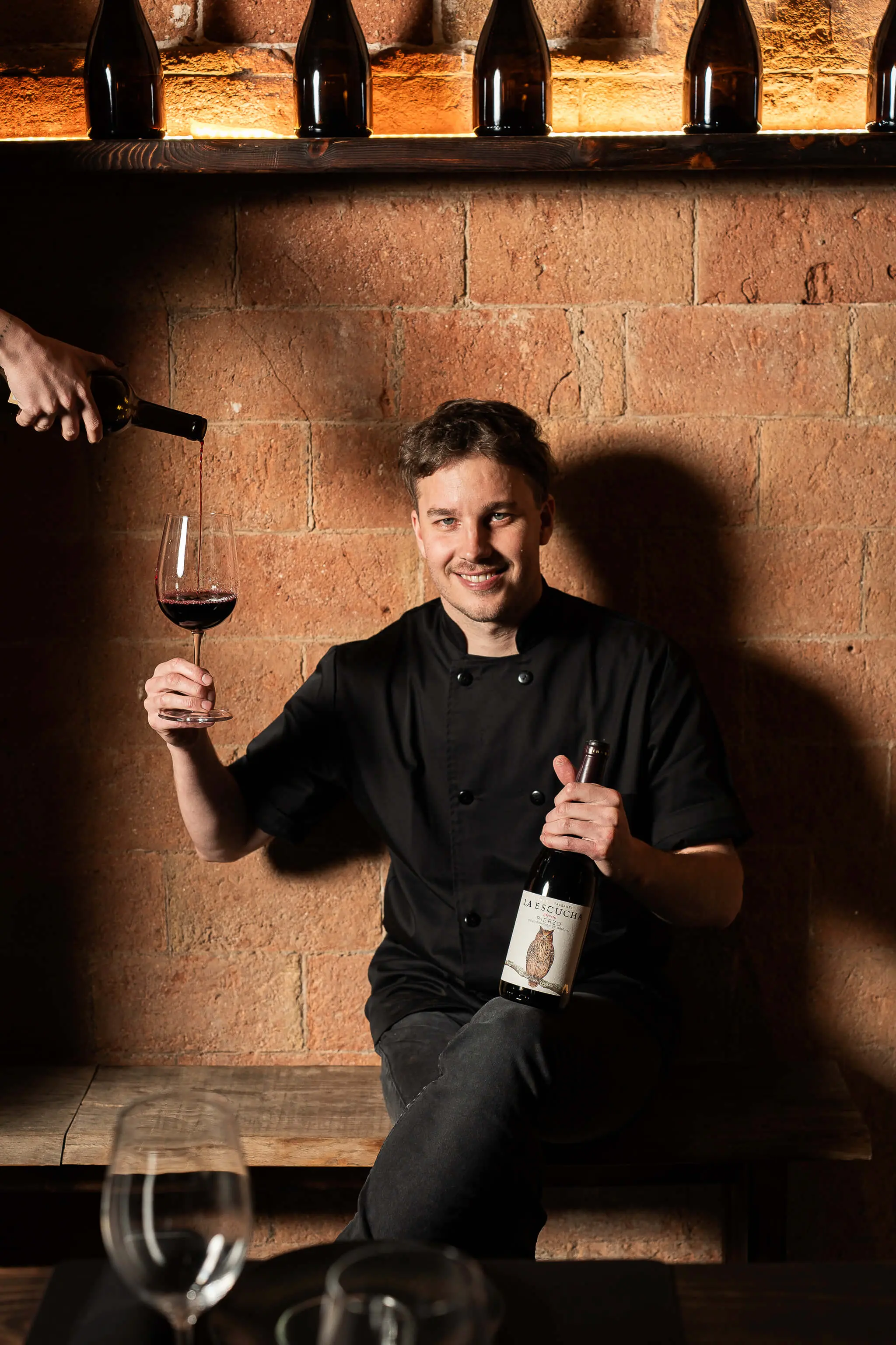 our sommelier with a glass of wine - one of his special recommendations