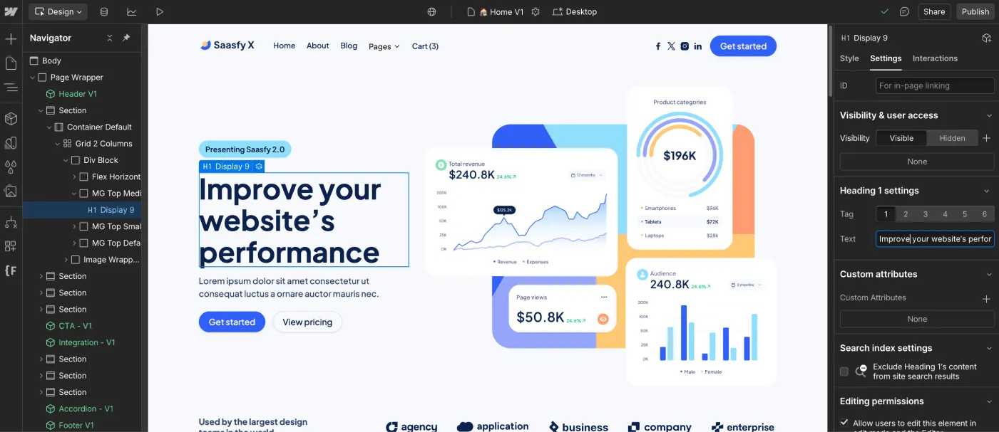 Saasfy X Webflow Template And Ui Kit - Static Content