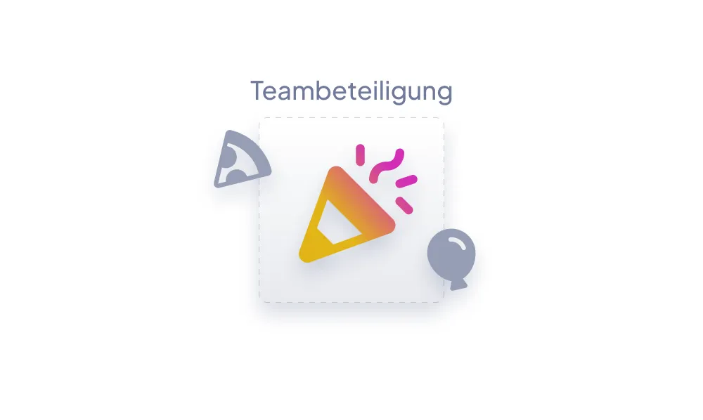 Teambeteiligungs-Symbol mit Konfetti, Dreieck und Ballon