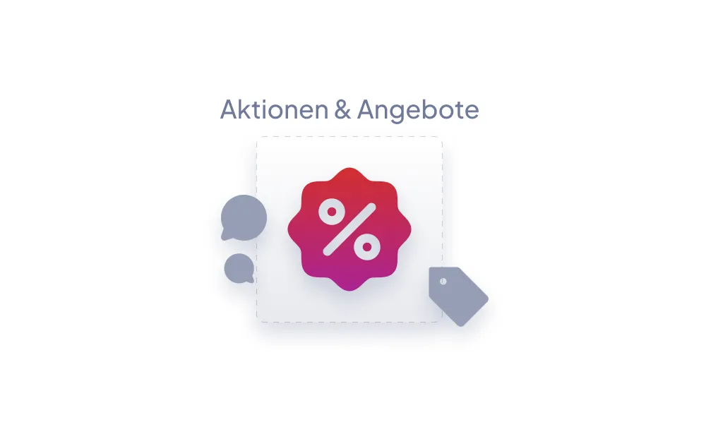 Prozentzeichen und Preisschild für Aktionen und Angebote