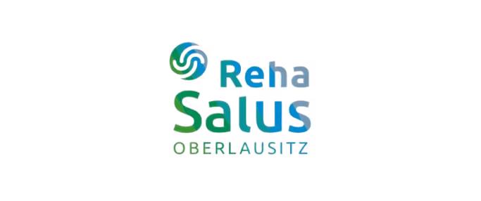 Logo von Reha Salus Oberlausitz mit blau-grünem geschwungenem Design