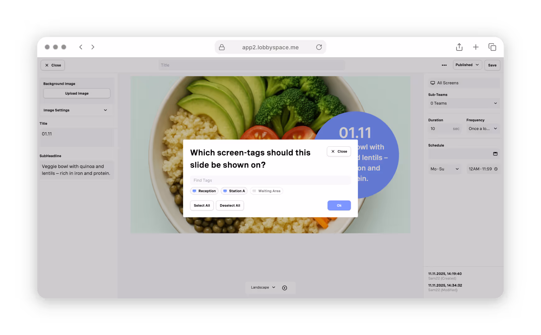 Digital Signage Healthcare Schedule