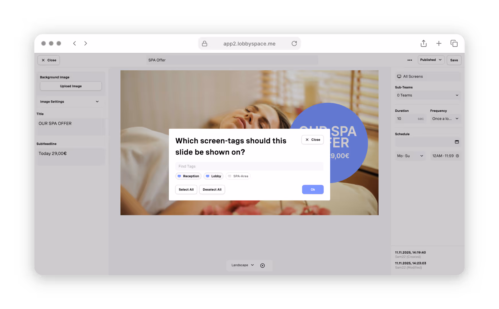 Digital Signage Software Hotels Planung von Inhalten