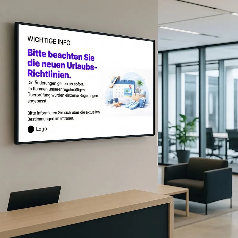 Reception screen in a company