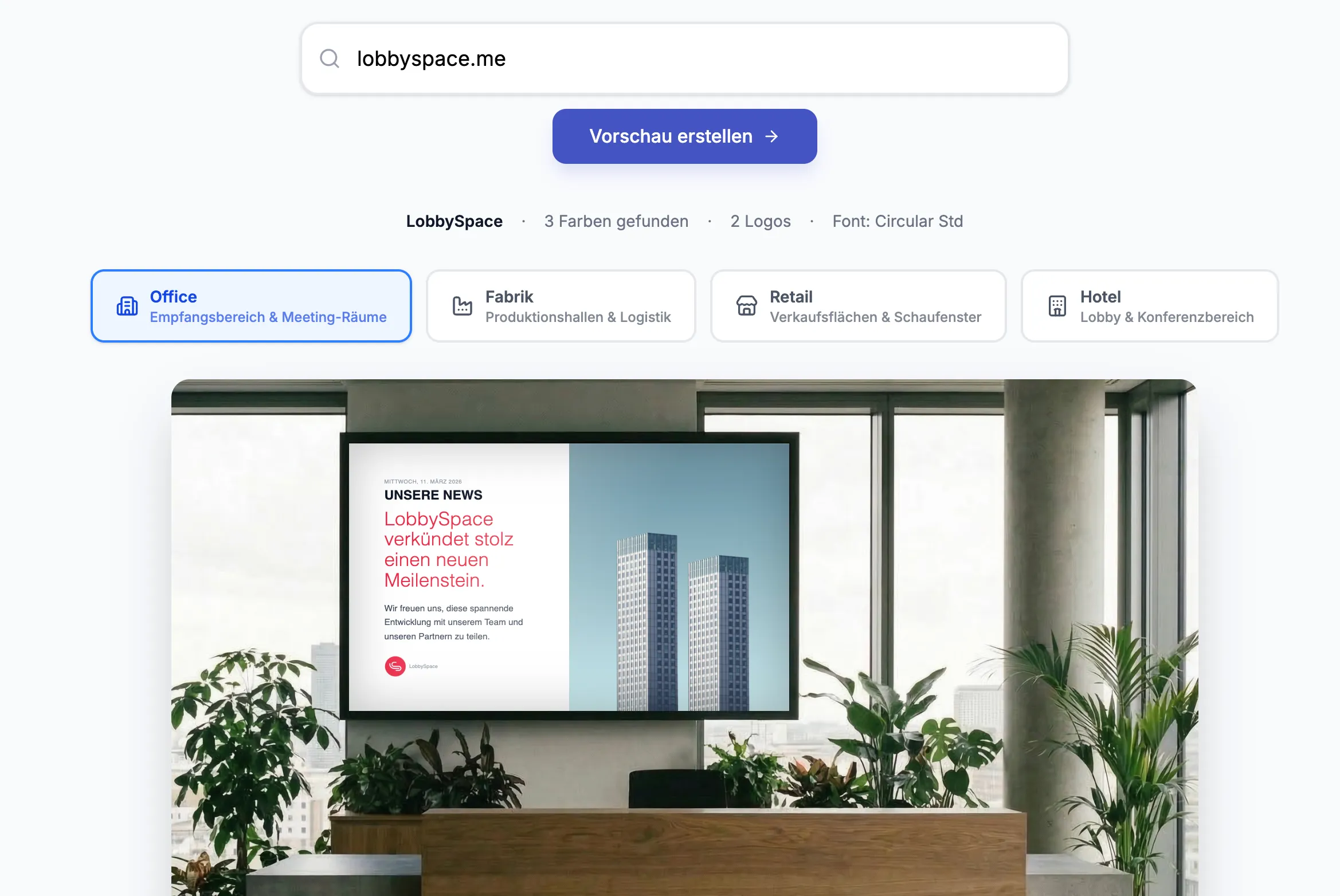Jetzt virtuellen Infoscreen erstellen - live in 3 Sekunden