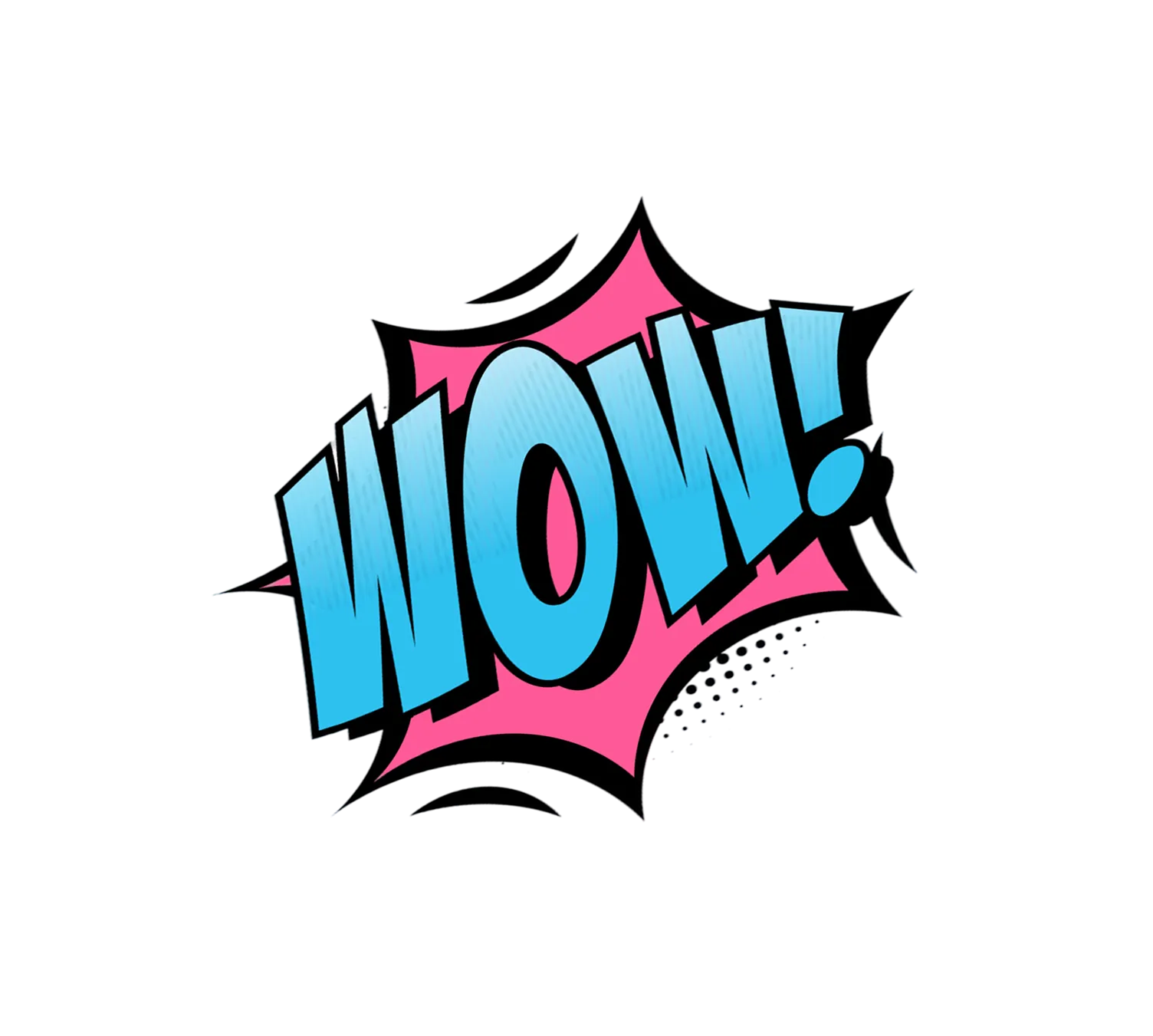 "Wow!" in pop art style.