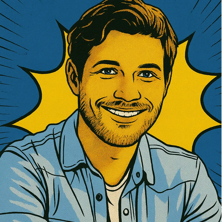 Tyler Stephen in pop art style.