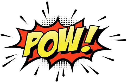 "Pow!" in pop art style.