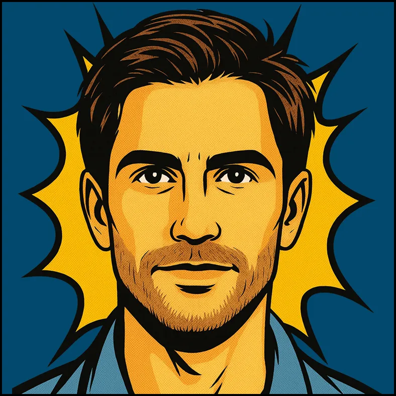 Abraham Ross in pop art style.