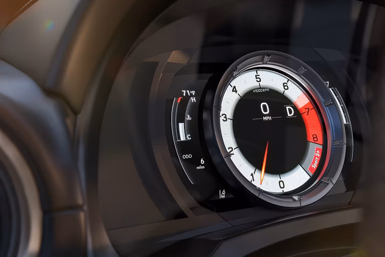 An instrument cluster of a Lexus. 