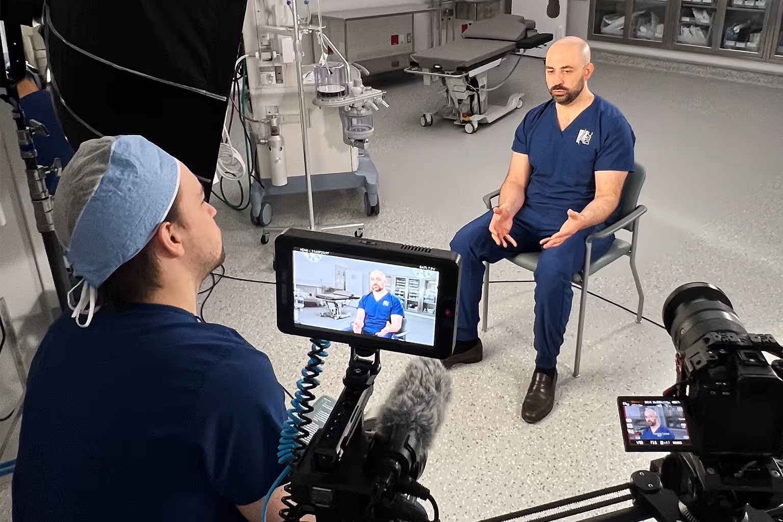 Matt interviews a Doctor at DISC's new operating room