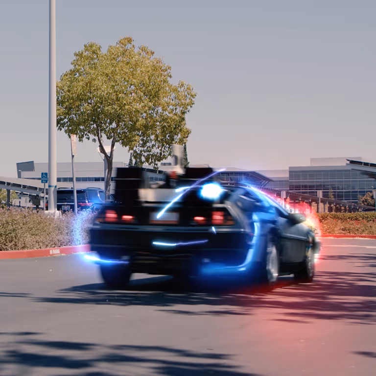 DeLorean time traveling motion graphics