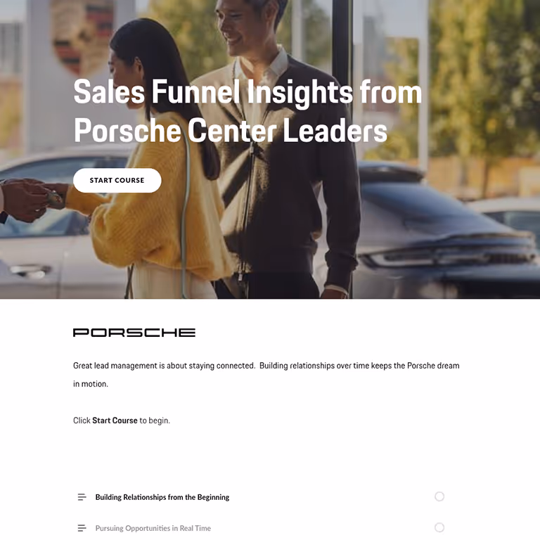 Porsche online training program