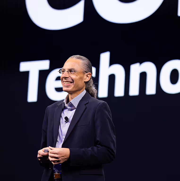 Marvell employee speaking at a conference. 