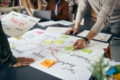 Gruppe von Menschen bei der Projektarbeit.