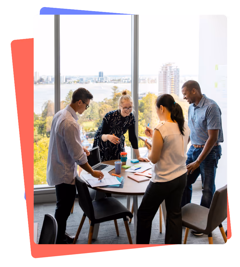 Group of four people around a table