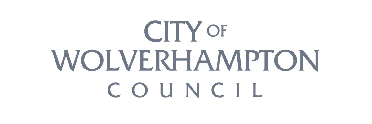 City of Wolverhampton Council logo with stylized grey letters on a black background.