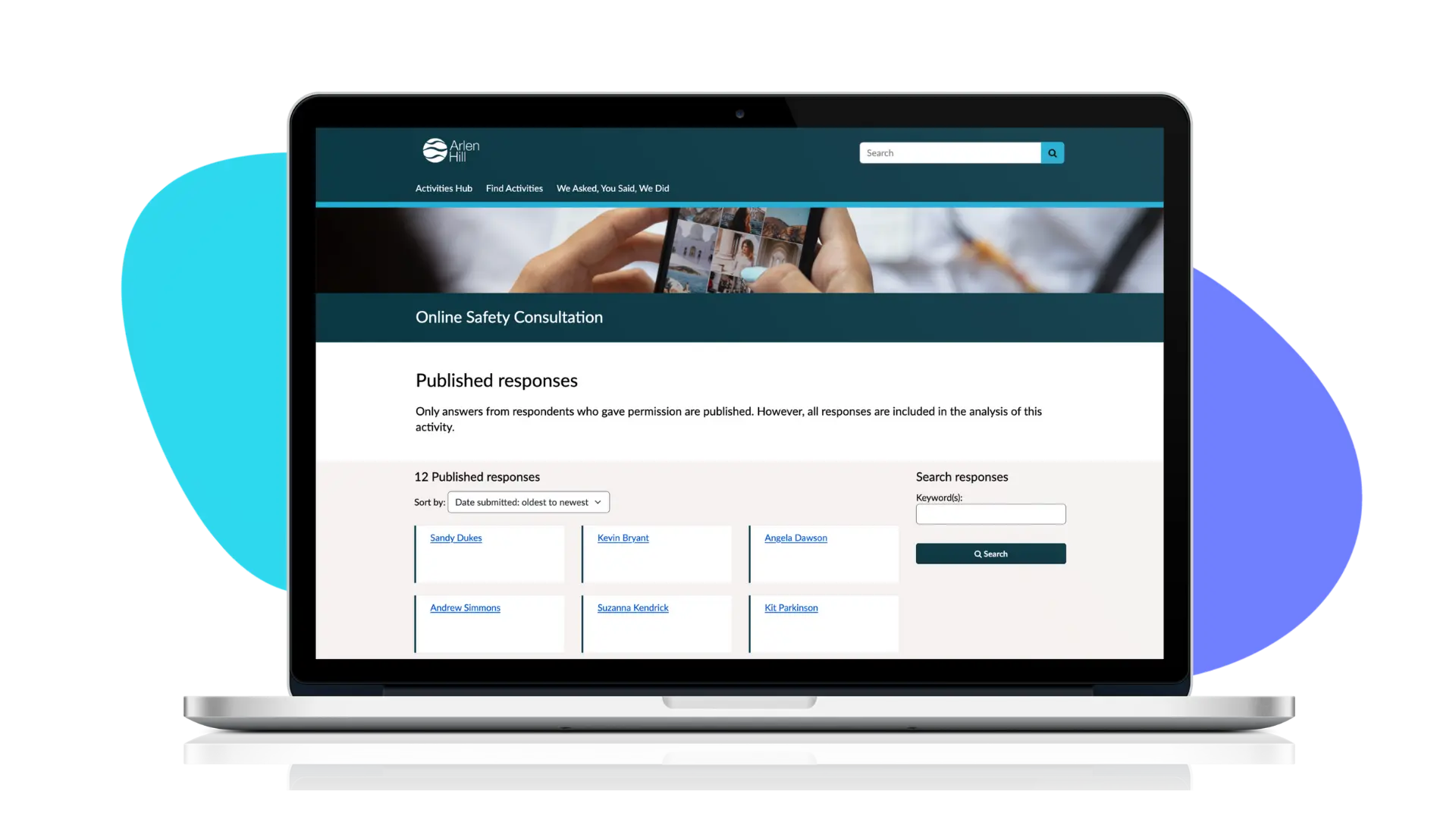 A laptop displaying an online safety consultation on Citizen Space