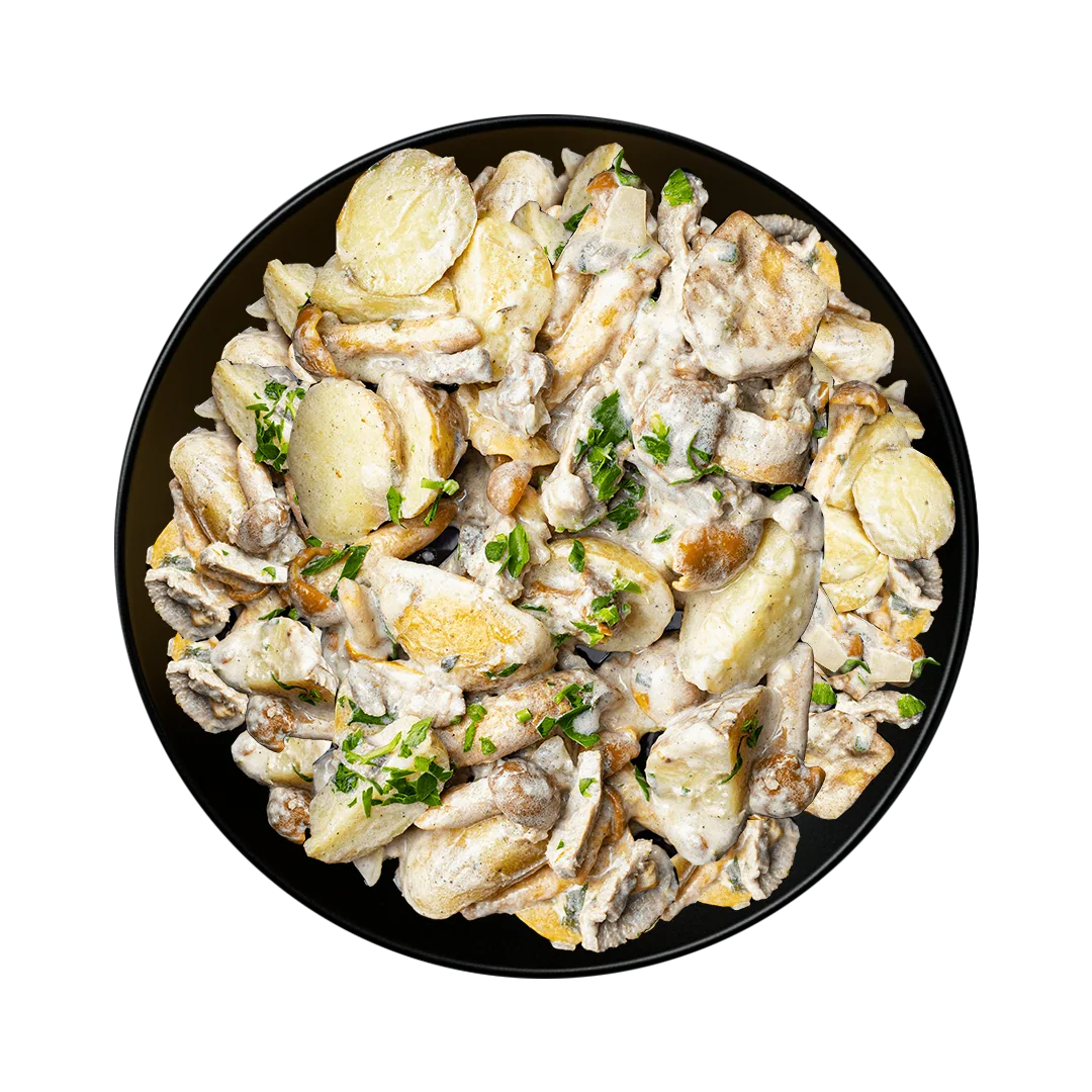 Запеченный картофель с говядиной и опятами