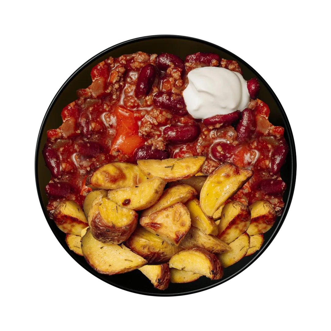 Чили кон карне с запеченым картофелем
